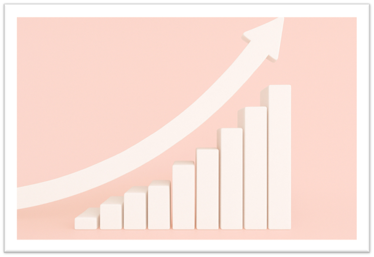 A picture of an upward bar graph