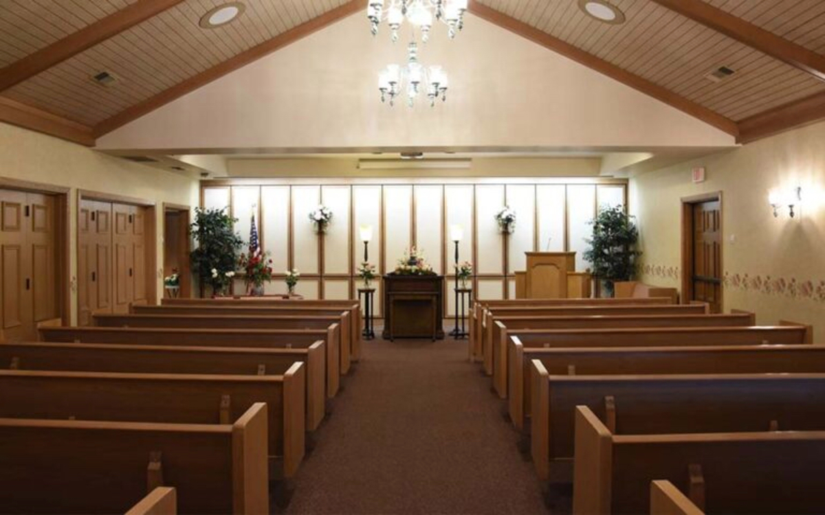 The inside of a funeral home